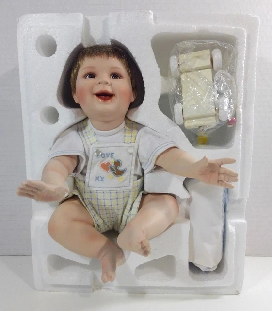"HANDLE WITH CARE" Ashton Drake / Titus Tomescu 1997 PORCELAIN DOLL In styrofoam
