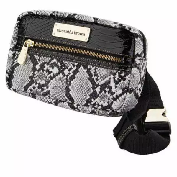 Samantha Brown Embossed Hip Waist Bag ~ Black White