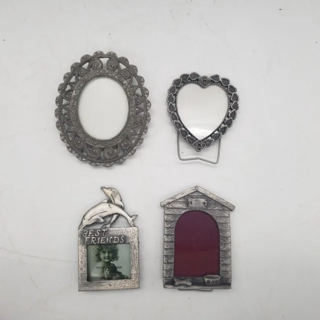 Vintage Pewter Picture Small Photo Frame Lot of 4