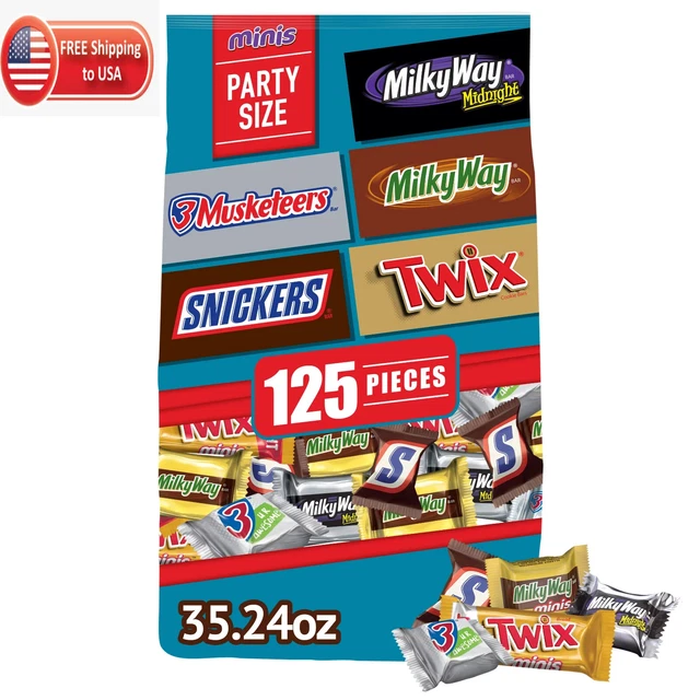 ASSORTED CHOCOLATE CANDY Bars Minis Party Size Pack, 125 Count (Free