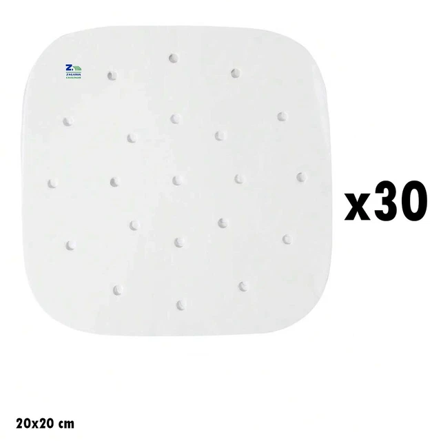 Set 30 Pz Carta Da Forno Friggitrice Ad Aria Fogli Pergamena Perforata X Vapore