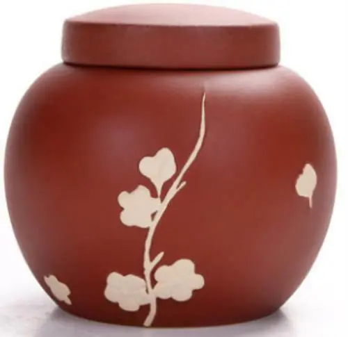 Ceramic Tea Jar - Plum Blossom Style Brown