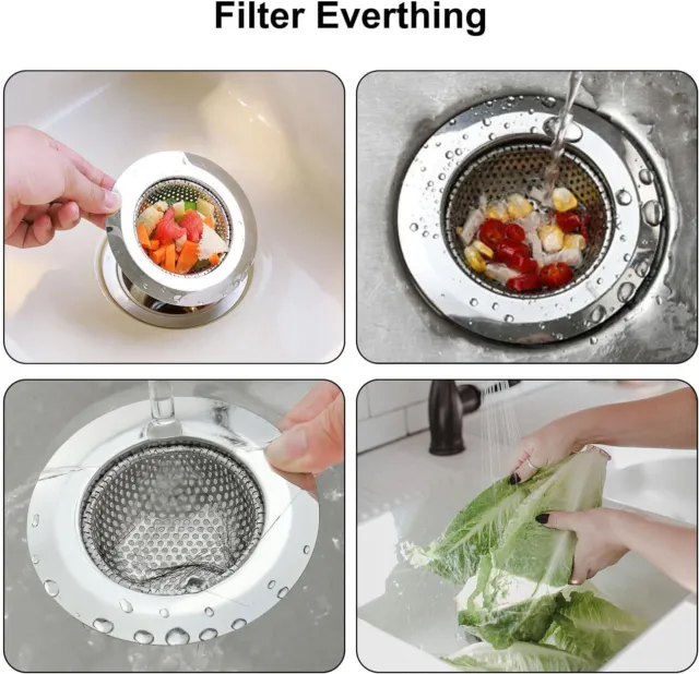 4.5" Kitchen Sink Strainer Stopper Stainless Steel Drain Basket Waste Plug 2