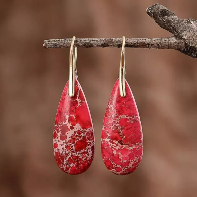 Red Sea Sediment Women Earrings dangle Natural stone Healing Reiki Earrings Gift