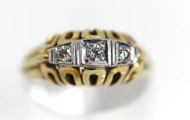 Antico Gg / Wg 585/14kt Anello Oro,3-Steinfassung 0,13ct Brillant-Riviére Rg :