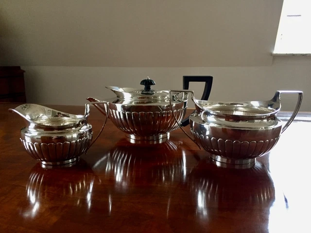 Teaset, Sterling 925, Edinburgh, 1801-02, MCHatty&Fenwick, Kanne 1 l, 1.140 gr