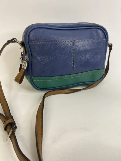 Tignanello Pebbled Leather Pocket Zip Top Shoulder Bag Purse Crossbody