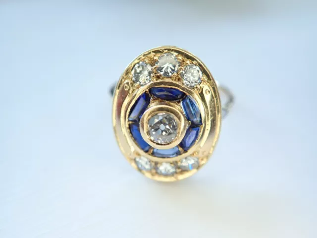 "Bague or saphir et diamants 1950-1960" or 18 carats