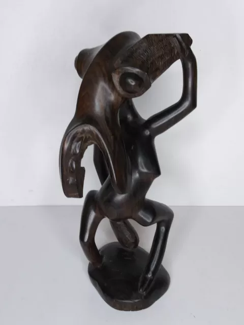 Makonde Shetani African Statue Female Dark Wood Carved Tanzania Tribal Folk Art