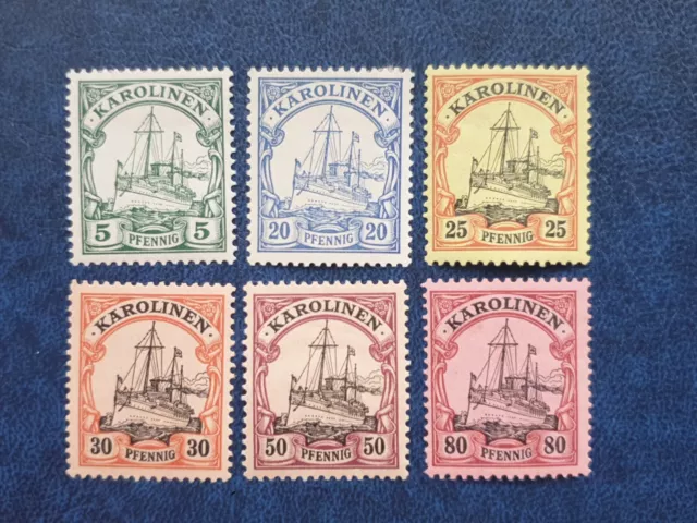 DK Karolinen 6 Schöne Briefmarken besseren dabei Top!!!! Ungebraucht + Falzreste