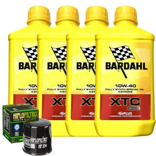 Bardahl Ölwechsel-Set Motorrad Inspektionspaket 4LT Öl BARDAHL XTM Synt 10W40 + Filter Honda 10 W 40 Castrol