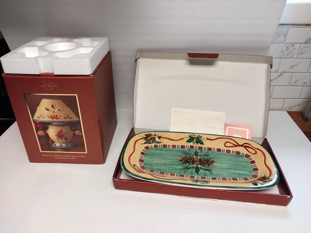 Lenox Winter Greetings Everyday Tealight Candle  Lamp & Tray Cardinal  nib