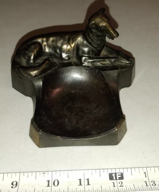 Vintage Whippet Or Greyhound Dog Heavy Metal Ashtray