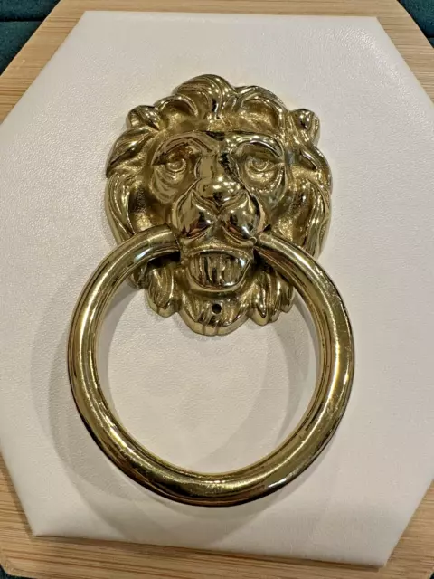 Vintage Heavy Cast Brass Bronze Lion's Head Door Knocker