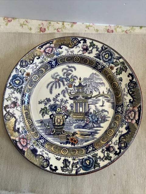 ancienne assiette creil et montereau décor asiatique XIX polychrome