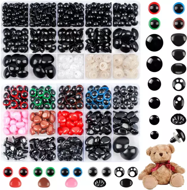 856PCS Safety Eyes and Noses for Amigurumi, Stuffed Crochet Eyes with Washers