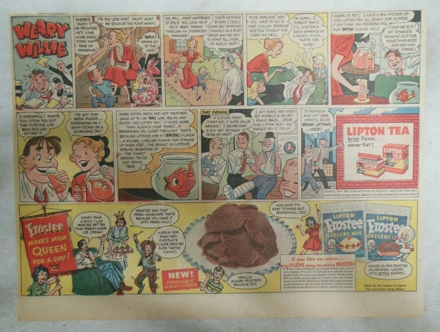 Lipton Tea Ad: "Weary Willie" from 1930's-1940's 11 x 15 inches