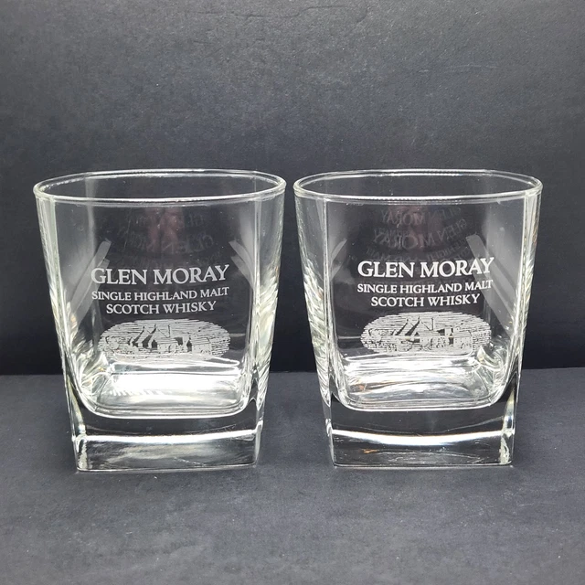 Set of 2 Glen Moray 3.5" Scotch Whisky On The Rocks Glasses Barware Man Cave
