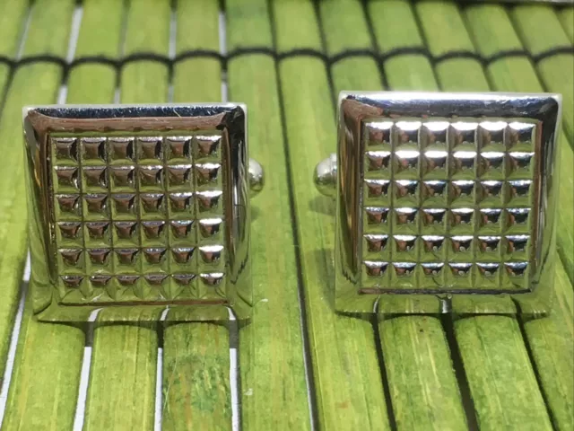 Vintage Silvertone Cufflinks Mid Century Modern Geometric