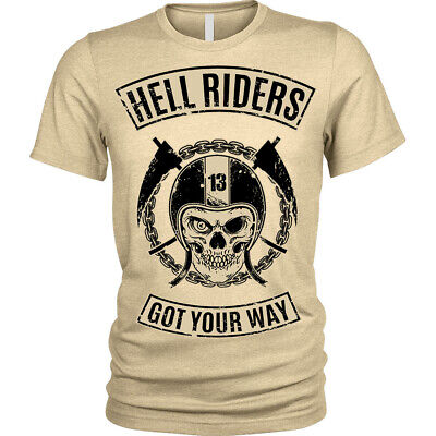 HELL RIDERS Teschio Biker Motocicletta Moto Rider T-Shirt Maglietta da uomo