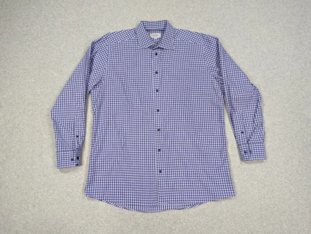Eton Shirt Mens Extra Large 17.5 44 Contemporary Gingham Plaid Purple