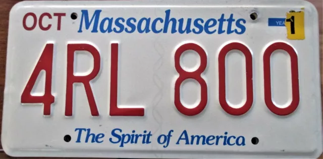 Massachusetts Spirit Of America License Plate #  4Rl 800  Reduced