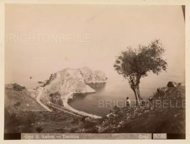 1880s ITALY SICILY TAORMINA CAPO S ANDREA GIOVANNI CRUPI MOUNTED ALBUMEN PHOTO