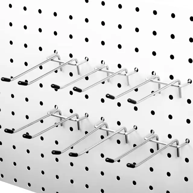 50 Pack Pegboard Hooks Stainless Steel Double Arm Peg Board Straight Tool