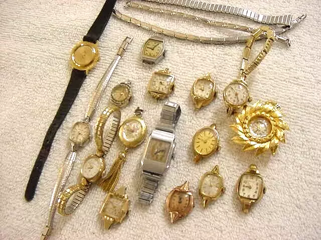 LOT OF 15 + Vintage GOLD FD antique Art Deco HAMILTON BULOVA +lady watch watches