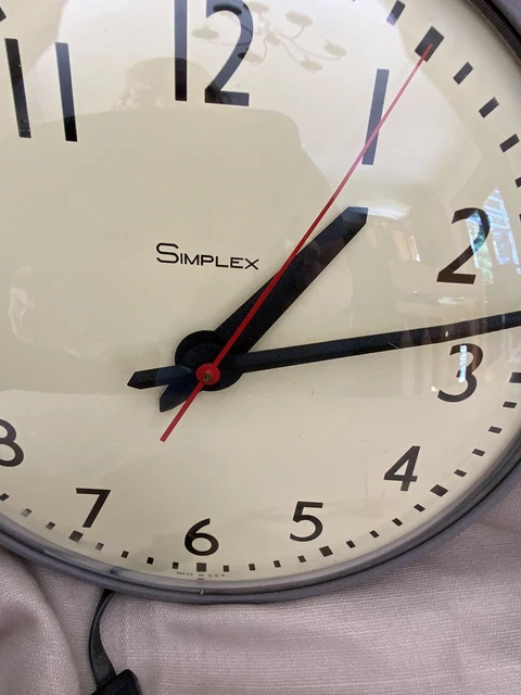 13” VINTAGE SIMPLEX 507-041 Schoolhouse Industrial Slave Clock Glass ...