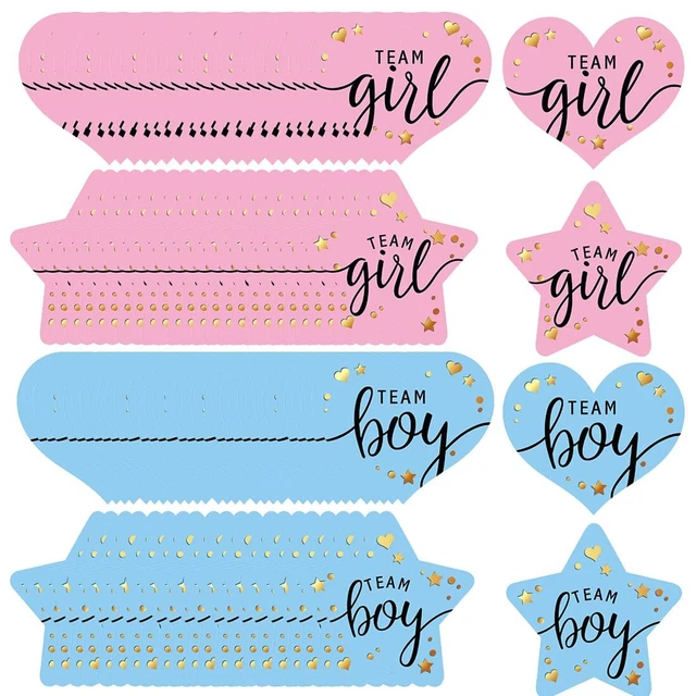120 Adesivi Gender Reveal Party - Team Boy E Team Girl, Stelle 5 Cm, Per Baby Shower - Foto 7