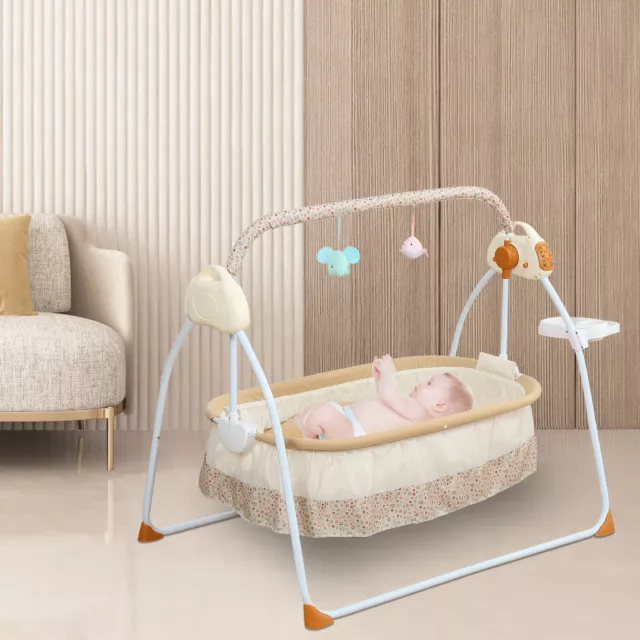 Electric Auto-Swing Bed Infant Bluetooth Cradle Crib Infant Rocker Cot w/ Remote