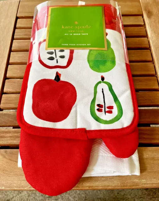 KATE SPADE NY Bella Fruit 3-Piece Kitchen Set NEW Towel Pot Holder Oven Mitt  $29.95 - PicClick