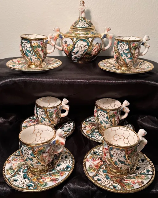 RARE Capodimonte 580  Porcelain Demitasse Tea Set of 6
