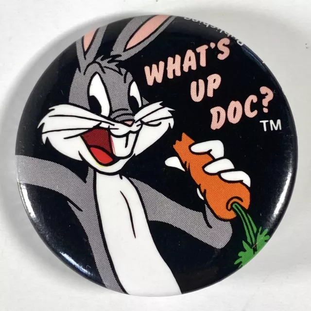 Bugs Bunny What’s Up Doc ? Vintage Button Pin 1989 Warner Bros Cartoon Pinback