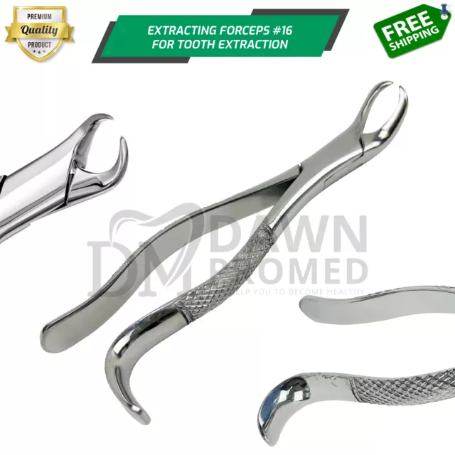 Dental Extracting Forceps #16 Cow Horn Beak For Lower Molars Dentist German Gr