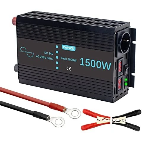 CAPTOK Spannungswandler 1500W/3000W Reiner Sinus-Wechselrichter DC 24V auf AC 23