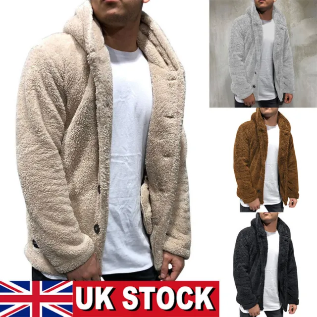 Mens Thick Warm Fleece Fur Lined Hoodie Winter Coat Jacket Sweatshirt Top Hooded