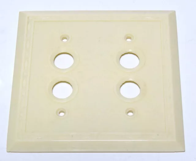 Vintage Leviton Ivory 2 Gang Push Button Wall Switch Plate Nos