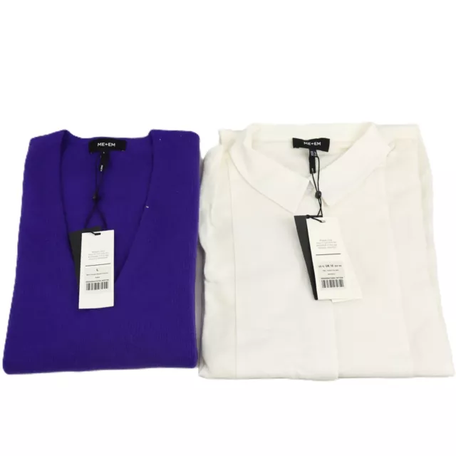 ME + EM Wool Blend Vest & Tux Shirt in Purple & White - Sizes L & 12 Lot of 2