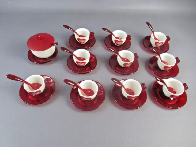 En Forme de Petites Tasses Café ’Guzzini Porcelaine Service Cuillères E Sucrier