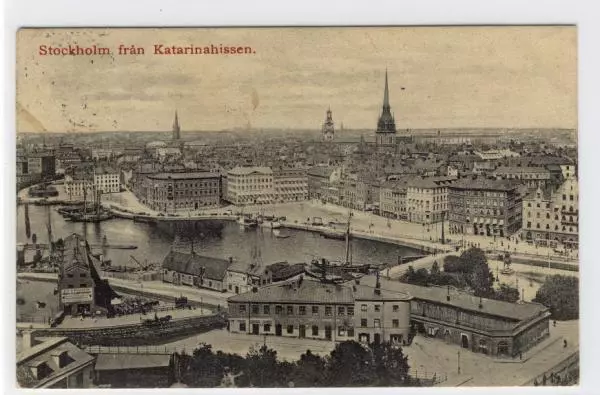 AK Stockholm fran Katarinahissen, 1908