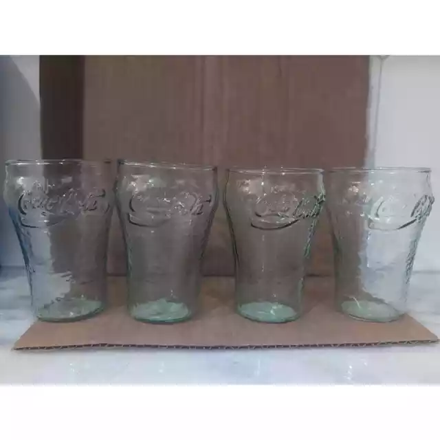 Four Vintage New Coke Glasses “Enjoy Coca Cola” 4" Small Sized Bell Glasses