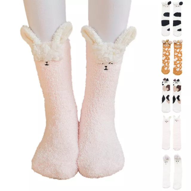 3D Animal Soft Winter Warm Fluffy Bed Socks Women Girl Lounge Slipper Floor Sock