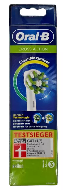 Oral-B Cross Action Clean Maximiser Aufsteckbürsten 3 Stück Reinigt 100% besser