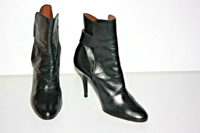 BARBARA BUI  Bottines Boots tout Cuir Veau Noir Talons Fins T 38 BE