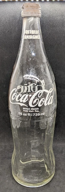26 Fl Oz Clear Glass Coke  Coca-Cola Soda Pop Bottle, With Cap - White Lettering