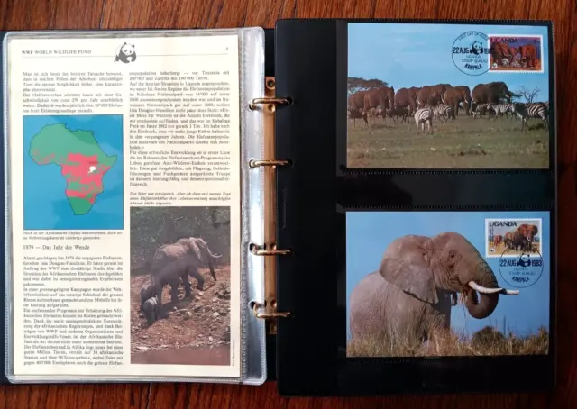 Vintage 1983 WWF World Wild Life Animal Stamp Potstcard Folder Book Leather 3