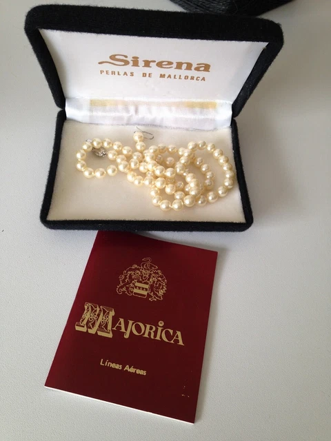 Collier Ancien Perles De Majorque - Fermoir Métal, Occasion, Style Sirena Mallorca