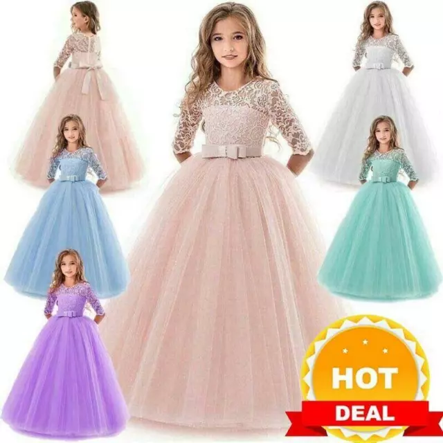 Flower Kid Dress Princess Party Wedding Bridesmaid Formal Gown Girl Long Dresses